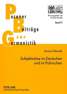 Kartonierter Einband Subjektsätze im Deutschen und im Polnischen von Janusz Taborek