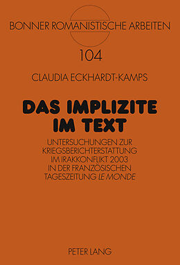 Fester Einband Das Implizite im Text von Claudia Eckhardt-Kamps