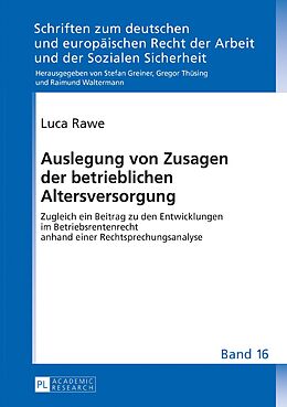 E-Book (epub) Auslegung von Zusagen der betrieblichen Altersversorgung von Luca Rawe