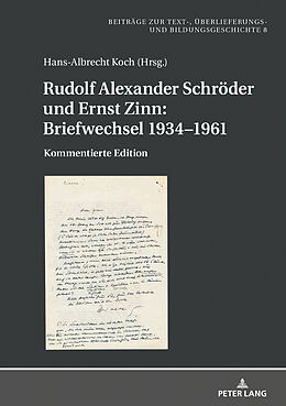 Fester Einband Rudolf Alexander Schröder und Ernst Zinn: Briefwechsel 19341961 von 