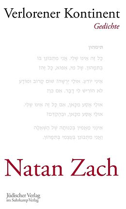 E-Book (epub) Verlorener Kontinent von Natan Zach