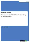 E-Book (pdf) "Reactions to Bartleby's" formula - A reading of text and critics von Sebastian Goetzke