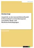 E-Book (pdf) Aktuelle Entwicklungen und zukünftige Herausforderungen des fabrikatsgebundenen Automobileinzelhandels in Deutschland - vor dem Hintergrund sich verschärfender Markt- und Wettbewerbsbedingungen von Christian Voigt