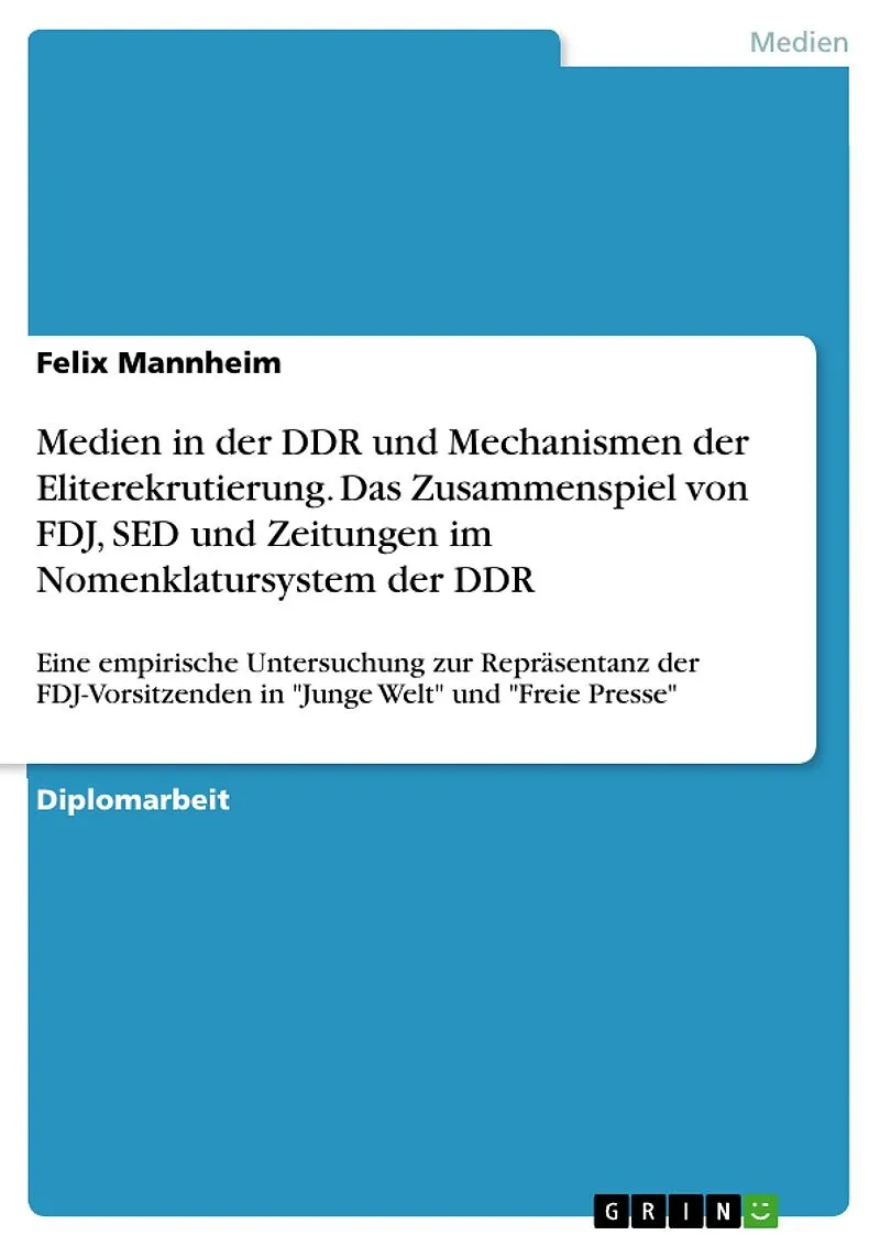 An die Spitze geschrieben? Das Zusammenspiel von FDJ, SED und Zeitungen im Nomenklatursystem der DDR