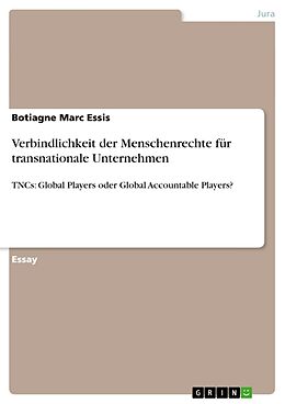Kartonierter Einband Verbindlichkeit der Menschenrechte für transnationale Unternehmen von Botiagne Marc Essis