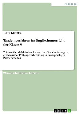 E-Book (pdf) Tandemverfahren im Englischunterricht der Klasse 9 von Jutta Mahlke