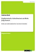 E-Book (pdf) Popliterarische Schreibweisen im Werk Jörg Fausers von Andreas Bock