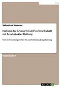 E-Book (epub) Haftung der Gründer in der Vorgesellschaft mit beschränkter Haftung von Sebastian Homeier