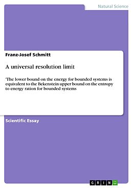 eBook (epub) A universal resolution limit de Franz-Josef Schmitt