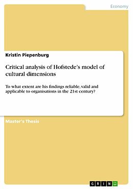 eBook (epub) Critical analysis of Hofstede's model of cultural dimensions de Kristin Piepenburg