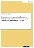 E-Book (epub) Discussion of the paper "Application of maintenance optimization models: a review and analysis" written by R. Dekker von Christophe Gouin