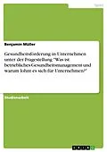 E-Book (pdf) Gesundheitsförderung in Unternehmen unter der Fragestellung "Was ist betriebliches Gesundheitsmanagement und warum lohnt es sich für Unternehmen?" von Benjamin Müller
