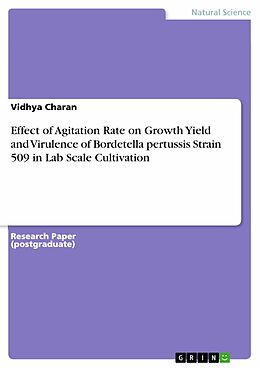 eBook (epub) Effect of Agitation Rate on Growth Yield and Virulence of Bordetella pertussis Strain 509 in Lab Scale Cultivation de Vidhya Charan