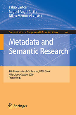 Kartonierter Einband Metadata and Semantic Research von 