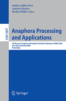 Kartonierter Einband Anaphora Processing and Applications von 