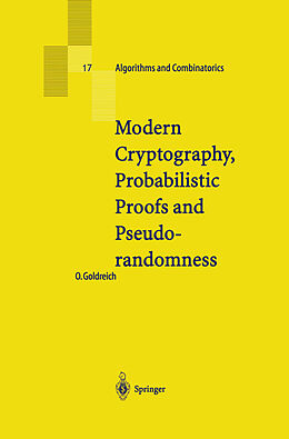 Couverture cartonnée Modern Cryptography, Probabilistic Proofs and Pseudorandomness de Oded Goldreich