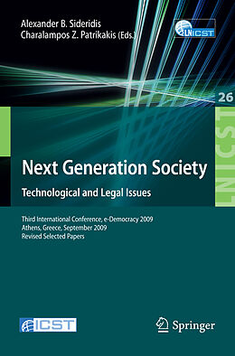 Couverture cartonnée Next Generation Society Technological and Legal Issues de 