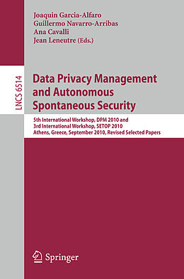 Kartonierter Einband Data Privacy Management and Autonomous Spontaneous Security von 