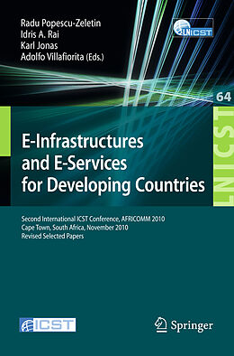 Couverture cartonnée E-Infrastructure and E-Services for Developing Countries de 