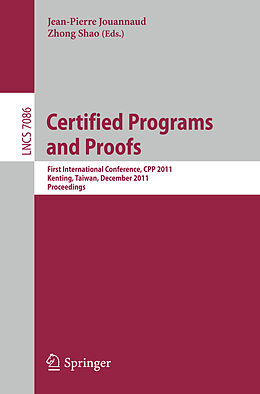 Kartonierter Einband Certified Programs and Proofs von 