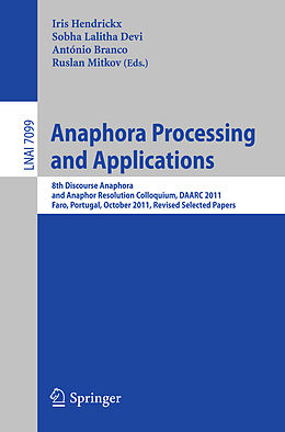Kartonierter Einband Anaphora Processing and Applications von 