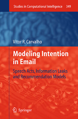 Couverture cartonnée Modeling Intention in Email de Vitor R. Carvalho