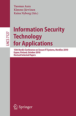 Couverture cartonnée Information Security Technology for Applications de 