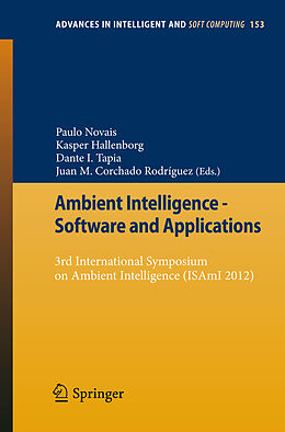 Couverture cartonnée Ambient Intelligence - Software and Applications de 