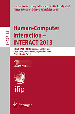 Kartonierter Einband Human-Computer Interaction -- INTERACT 2013 von 