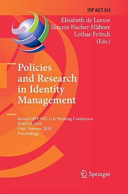 Kartonierter Einband Policies and Research in Identity Management von 
