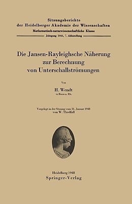 E-Book (pdf) Die Jansen-Rayleighsche Näherung zur Berechnung von Unterschallströmungen von H. Wendt