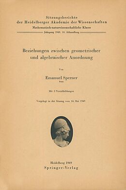 E-Book (pdf) Beziehungen zwischen geometrischer und algebraischer Anordnung von E. Sperner