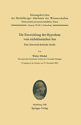 E-Book (pdf) Die Entwicklung der Hypothese vom nichtklassischen Ion von W. Hückel