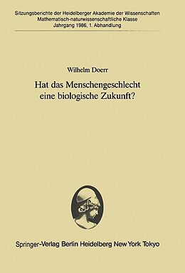 E-Book (pdf) Hat das Menschengeschlecht eine biologische Zukunft? von Wilhelm Doerr