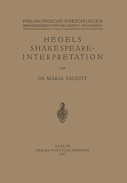 Kartonierter Einband Hegels Shakespeare- Interpretation von Maria Salditt