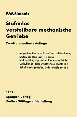 E-Book (pdf) Stufenlos verstellbare mechanische Getriebe von Friedrich W. Simonis