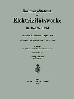 E-Book (pdf) Nachtrags-Statistik der Elektrizitätswerke in Deutschland von Georg Dettmar