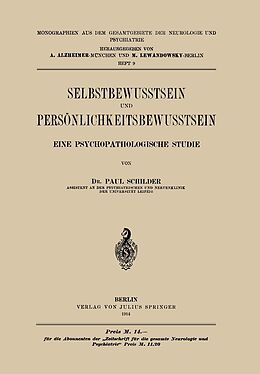 E-Book (pdf) Selbstbewusstsein und Persönlichkeitsbewusstsein von Paul Schilder