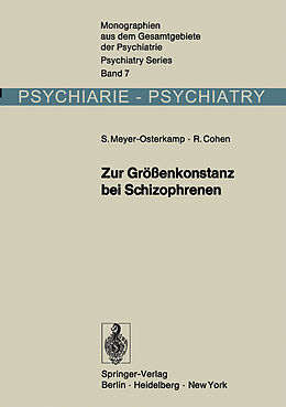 Kartonierter Einband Zur Größenkonstanz bei Schizophrenen von Susanne Meyer-Osterkamp, Rudolf Cohen