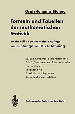 E-Book (pdf) Formeln und Tabellen der mathematischen Statistik von NA Graf, Kurt Stange, Hans-Joachim Henning