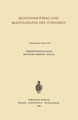 E-Book (pdf) Bildungsauftrag und Bildungspläne der Gymnasien von Heinrich Hörlein