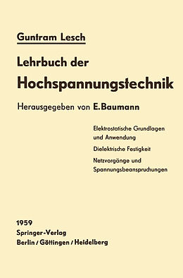 Kartonierter Einband Lehrbuch der Hochspannungstechnik von G. Lesch