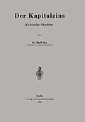E-Book (pdf) Der Kapitalzins von Emil Sax