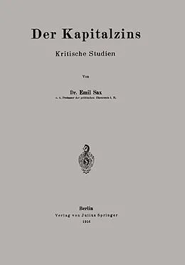 E-Book (pdf) Der Kapitalzins von Emil Sax