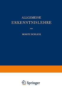 E-Book (pdf) Allgemeine Erkenntnislehre von Moritz Schlick