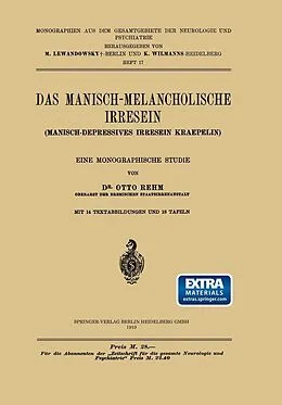E-Book (pdf) Das Manisch-Melancholische Irresein von Otto Rehm