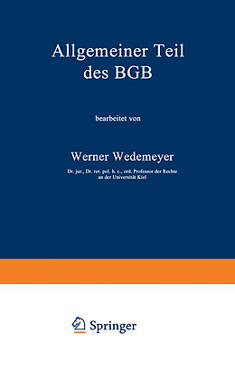 Kartonierter Einband Allgemeiner Teil des BGB von Werner Wedemeyer