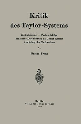 E-Book (pdf) Kritik des Taylor-Systems von Gustav Frenz