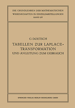 Kartonierter Einband Tabellen zur Laplace-Transformation und Anleitung zum Gebrauch von Gustav Doetsch