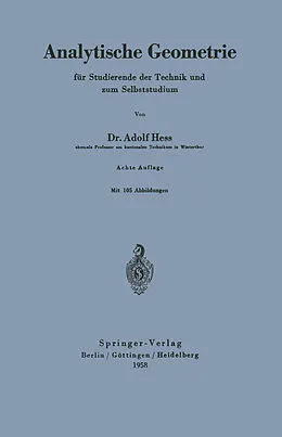 E-Book (pdf) Analytische Geometrie für Studierende der Technik und zum Selbststudium von Adolf Hess